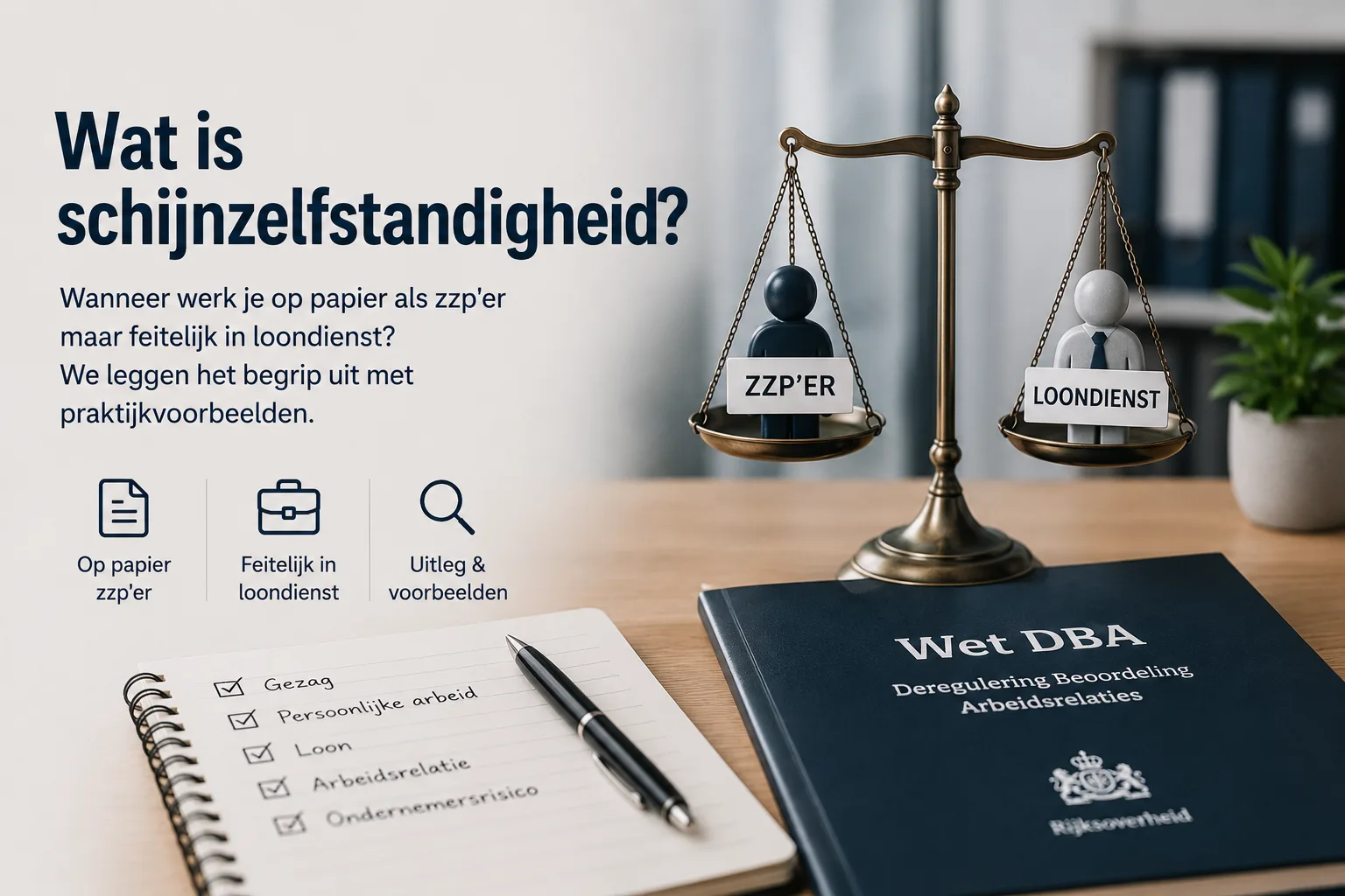 Illustratie van schijnzelfstandigheid: op papier zzp'er, in de praktijk werknemer