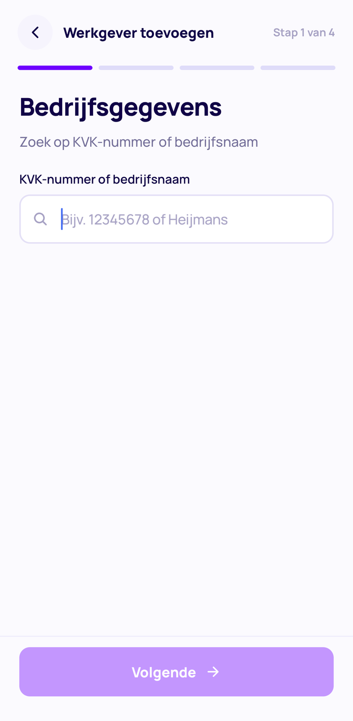 WorkChain app: opdrachtgever toevoegen via KVK